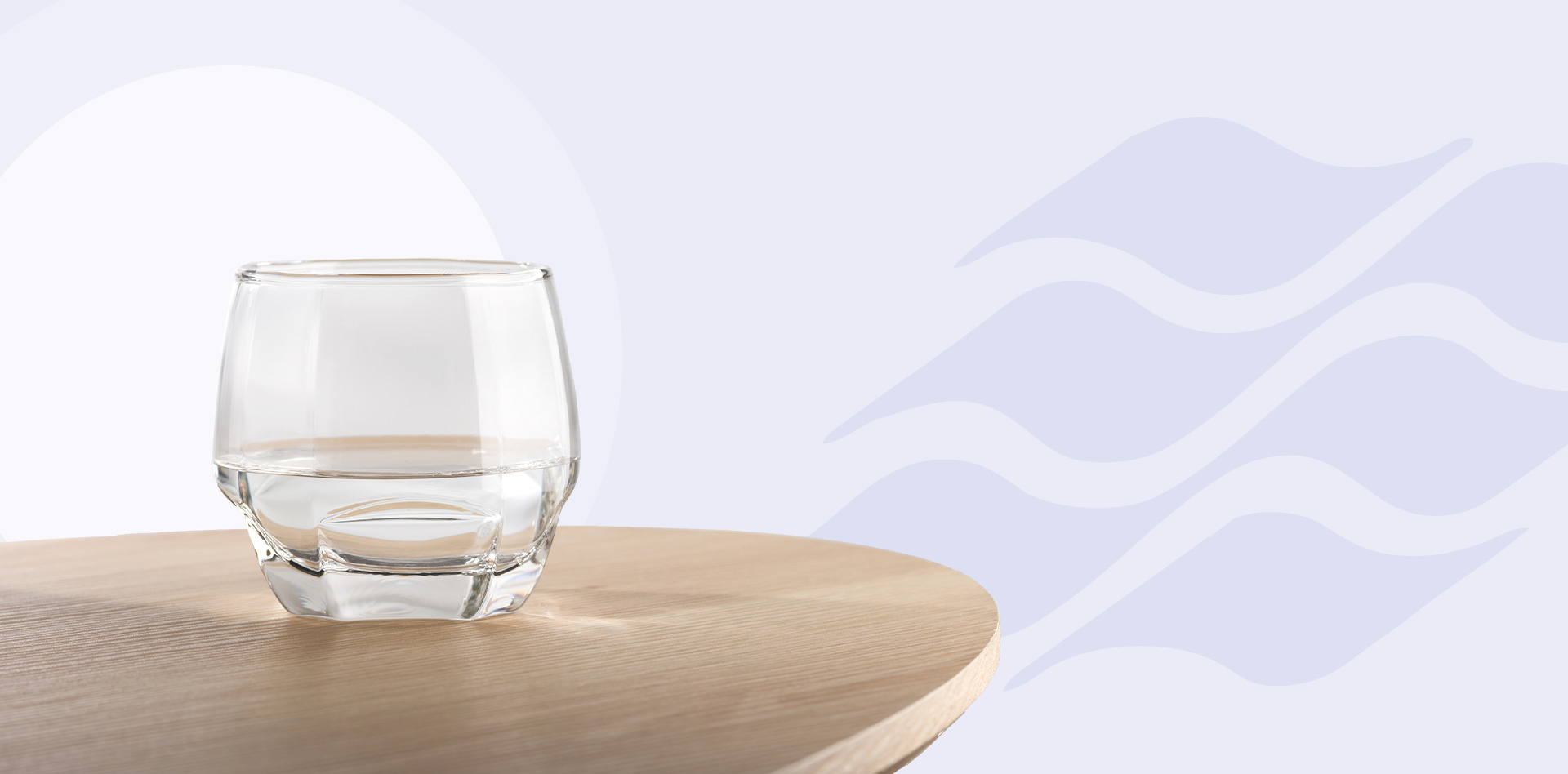 Glass or water on table